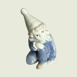 Vintage German Porcelain Elf Pixie Figurine Blue Outfit Crown Mark Germany